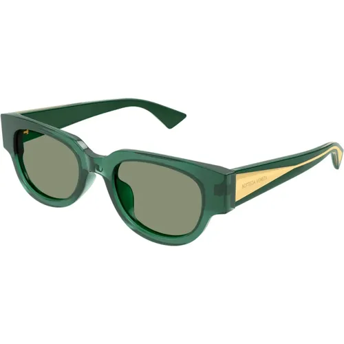 Grüne Sonnenbrille mit Originalzubehör , Damen, Größe: 52 MM - Bottega Veneta - Modalova