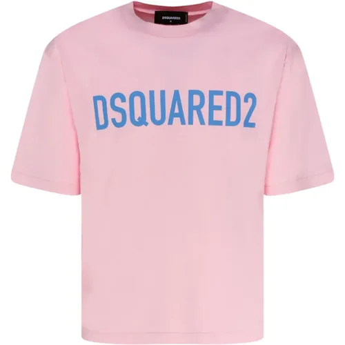 Logo Print T-Shirt in Light and Sky Blue , male, Sizes: L - Dsquared2 - Modalova