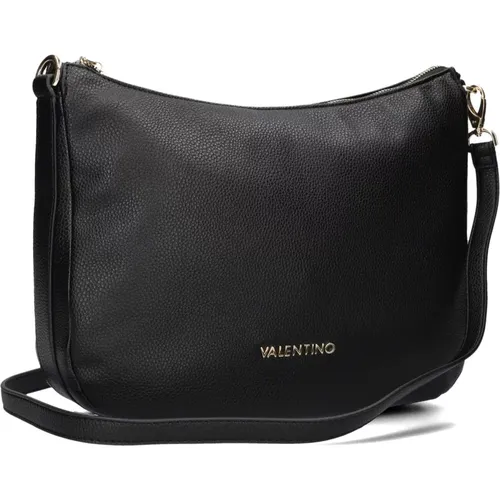 Schwarze Leder Hobo Tasche mit goldenen Details , Damen, Größe: ONE Size - Valentino by Mario Valentino - Modalova