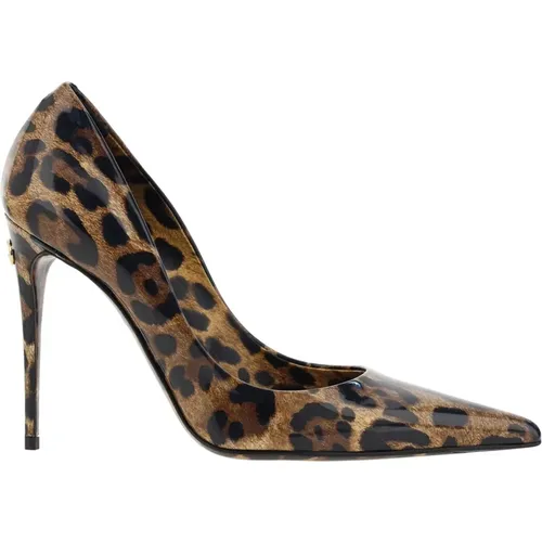 Brown Leather Pointed Toe Pumps , female, Sizes: 3 1/2 UK - Dolce & Gabbana - Modalova