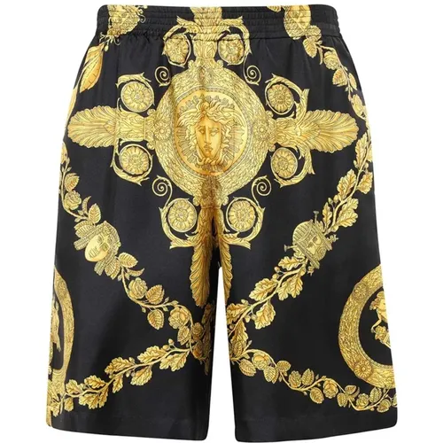 Luxury Silk Shorts with Drawstring Waist , male, Sizes: L - Versace - Modalova