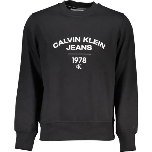 Schwarzer Sweatshirt mit Print und Langen Ärmeln , Herren, Größe: 2XL - Calvin Klein - Modalova