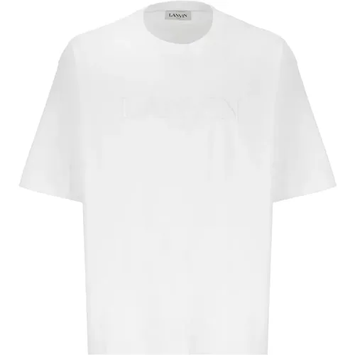 Cotton T-shirt with Embroidered Logo , male, Sizes: L, M - Lanvin - Modalova