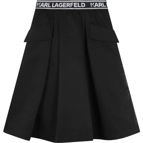 Schwarzes Elastisches Logo-Kleid mit Taschen - Karl Lagerfeld - Modalova