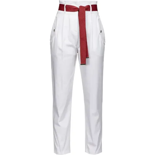 Trousers with logo-branded belt , female, Sizes: M - pinko - Modalova