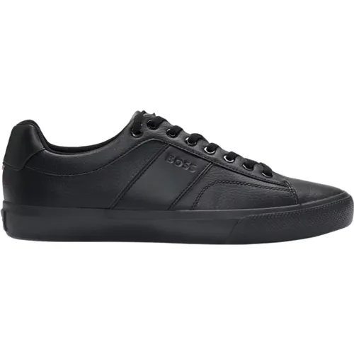 Schwarze Ledersneakers - Aiden , Herren, Größe: 43 EU - Hugo Boss - Modalova