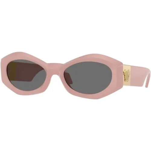 Rosa Frame with Grey Lenses , unisex, Sizes: 54 MM - Versace - Modalova