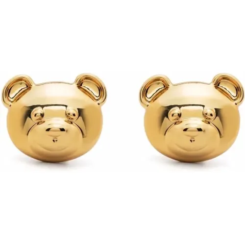 Teddy Bear Clip-On Earrings Gold Logo , female, Sizes: ONE SIZE - Moschino - Modalova