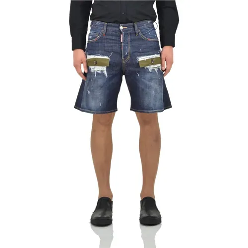 Vintage-Stil Denim Shorts für Herren , Herren, Größe: XS - Dsquared2 - Modalova