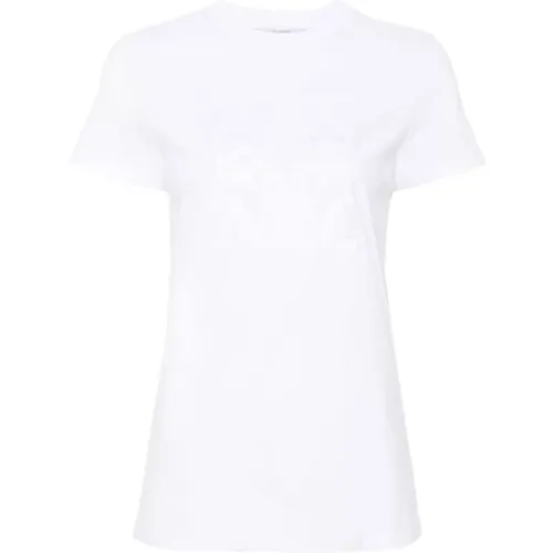 Besticktes Logo Weiße Baumwoll-T-Shirt , Damen, Größe: M - Max Mara - Modalova