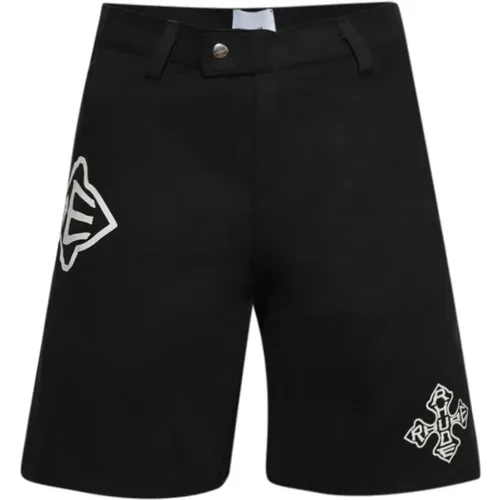 Cross Logo Twill Shorts in , male, Sizes: L - Rhude - Modalova