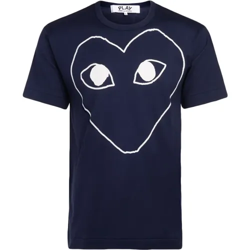 Blaues Herz T-Shirt von , Herren, Größe: 2XL - Comme des Garçons Play - Modalova