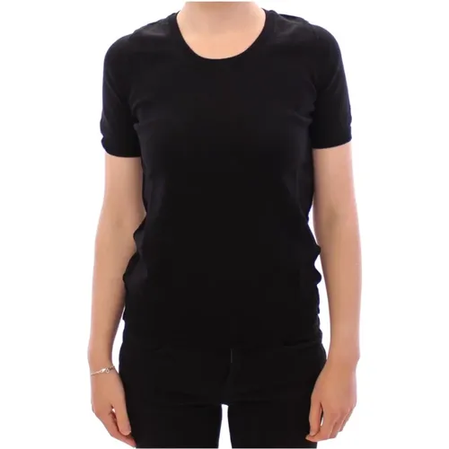 Schwarzes Rundhals Baumwoll T-Shirt , Damen, Größe: M - Dolce & Gabbana - Modalova