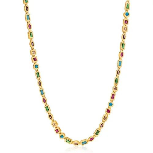 Colorful Mosaic Tennis Necklace , female, Sizes: ONE SIZE - Nialaya - Modalova