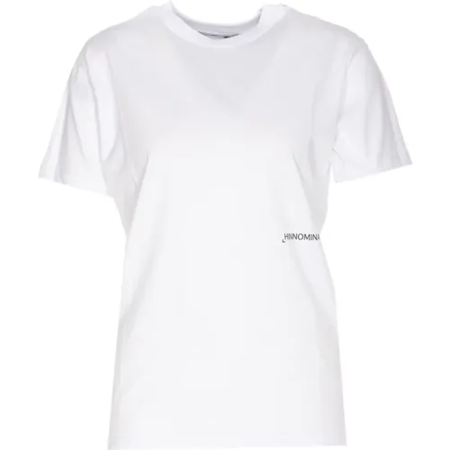 Weißes Jersey T-Shirt mit Frontdruck - Hinnominate - Modalova