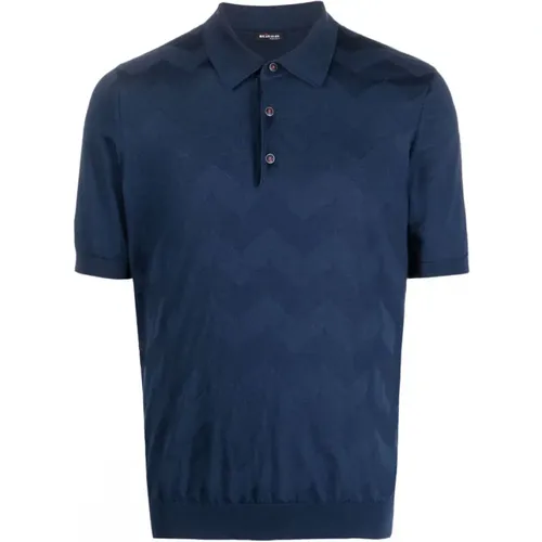 Wave Print Cotton Polo Shirt , male, Sizes: XL - Kiton - Modalova