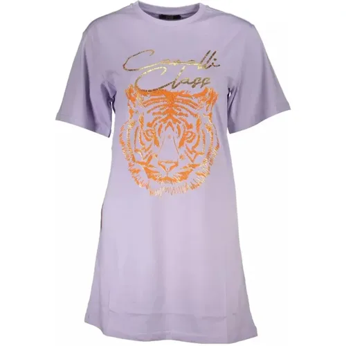 Elegantes Lila Kurzarm-T-Shirt - Cavalli Class - Modalova