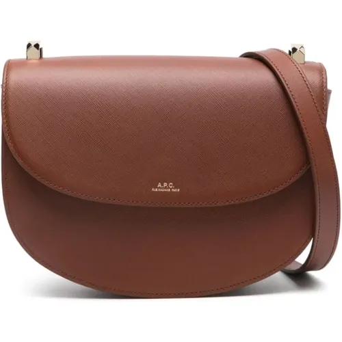 Leather Shoulder Bag with Logo , female, Sizes: ONE SIZE - A.p.c. - Modalova