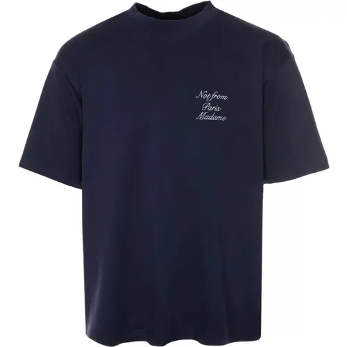 Calligraphy Slogan T-Shirt , Herren, Größe: L - Drole de Monsieur - Modalova