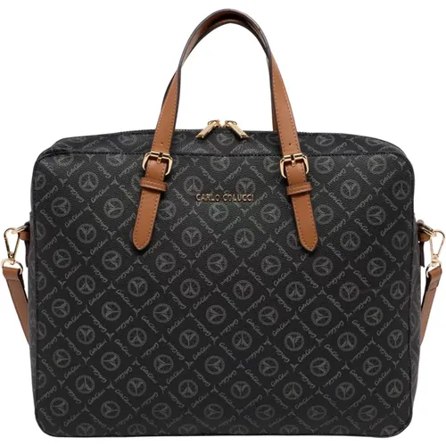 Professional Business Bag with Logo Print , male, Sizes: ONE SIZE - carlo colucci - Modalova