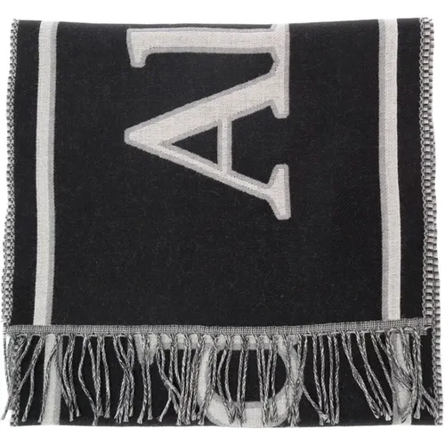 Fringed Varsity Logo Schal Schwarz Weiß - alexander mcqueen - Modalova