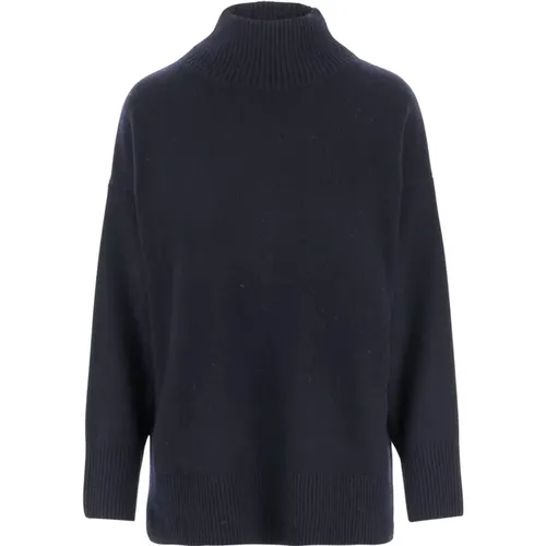 Navy Wolle Kaschmir Hoher Kragen Pullover , Damen, Größe: L - Vince - Modalova