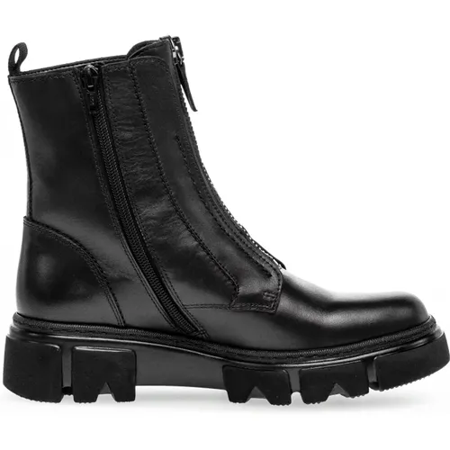 Schwarze Leder Stiefeletten , Damen, Größe: 39 EU - Gabor - Modalova