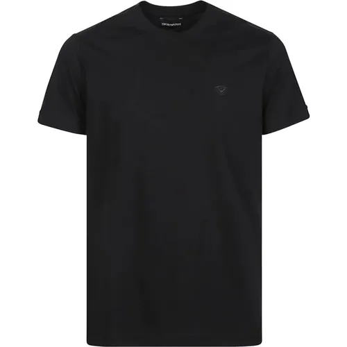 Klassisches Schwarzes Baumwoll-T-Shirt,Navy Blaues Baumwoll T-Shirt,T-Shirts,Casual Baumwoll T-Shirt - Emporio Armani - Modalova