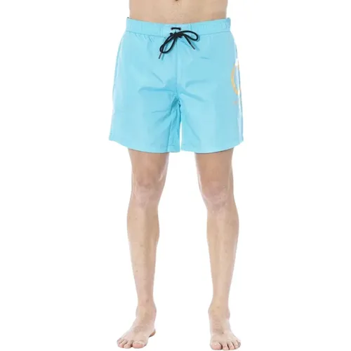 Strandbekleidung Blau Polyester Badeshorts Logo , Herren, Größe: XL - Trussardi - Modalova