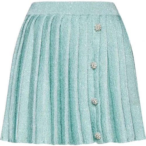 Mint Sequin Pleated Skirt , female, Sizes: S - Self Portrait - Modalova