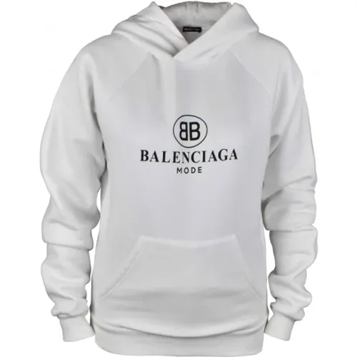 Weiße Baumwoll-Kapuzenpullover mit Aufdruck - Balenciaga - Modalova