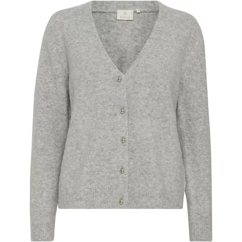 Weicher Strick-Cardigan Grau Melange , Damen, Größe: XL - Kaffe - Modalova