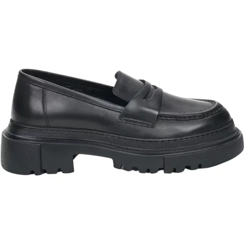 Damen Schwarze Leder Chunky Platform Loafers Er00110029 , Damen, Größe: 37 EU - Estro - Modalova