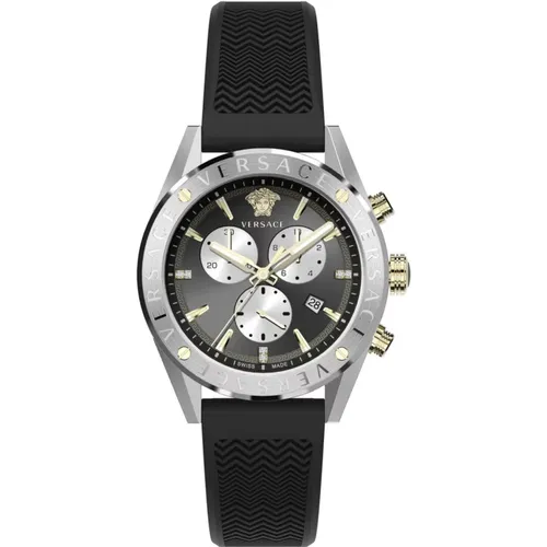 V-Chrono Chronograph Silicone Strap Watch , male, Sizes: ONE SIZE - Versace - Modalova