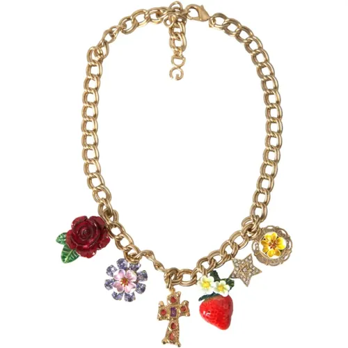 Kristall Kreuz Anhänger Halskette - Dolce & Gabbana - Modalova