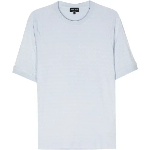 Elegantes Blaues Kurzarm T-Shirt,Elegantes Blaues T-Shirt Kurzarm,Elegantes Blaues Herren T-Shirt - Giorgio Armani - Modalova