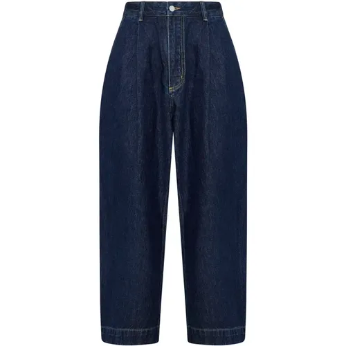 Dark Denim Cropped Wide Leg Jeans , male, Sizes: S - Studio Nicholson - Modalova