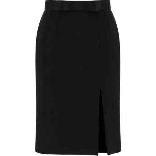 Elegant Satin Waistband Pencil Skirt , female, Sizes: S - Dolce & Gabbana - Modalova