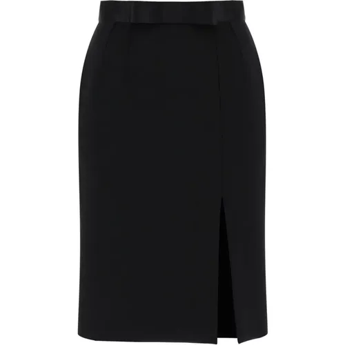 Elegant Satin Waistband Pencil Skirt , female, Sizes: S, L - Dolce & Gabbana - Modalova