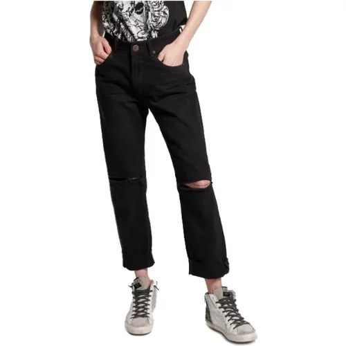 Schwarze Regular Fit Denim Jeans , Damen, Größe: W24 - One Teaspoon - Modalova