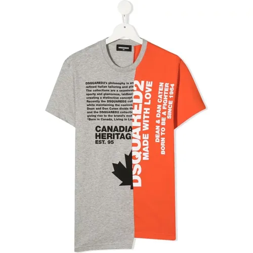 Zweifarbiger Slogan-Print T-Shirt - Dsquared2 - Modalova