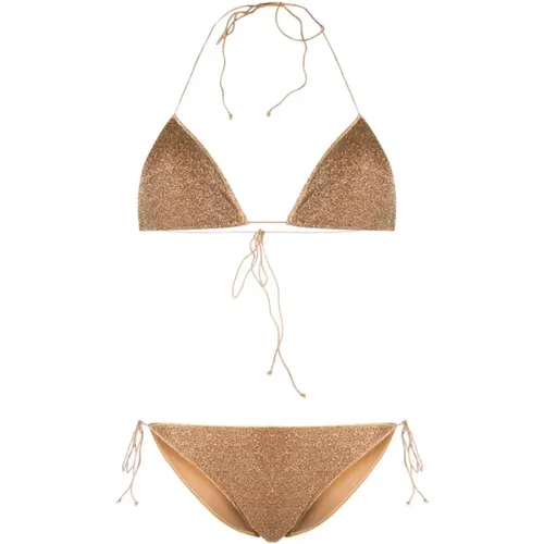 Gold Lurex Triangle Bikini , female, Sizes: S - Oseree - Modalova