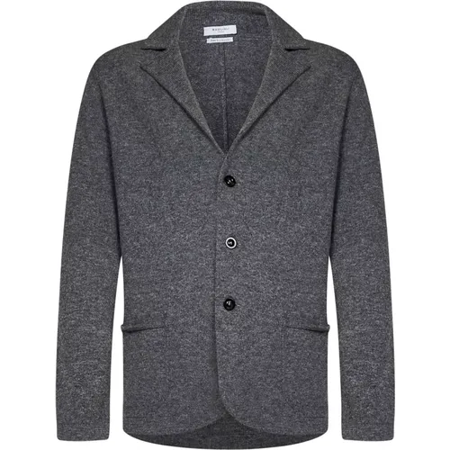 Grey Knit Blazer-Style Cardigan Aw24 , male, Sizes: L, 2XL - Boglioli - Modalova