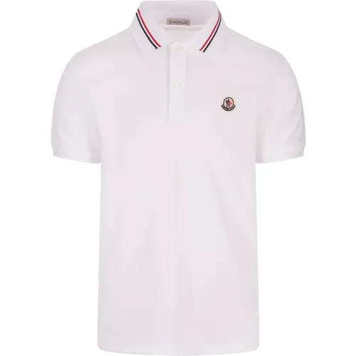 Weißes Poloshirt Dreifarbiges Logo , Herren, Größe: L - Moncler - Modalova