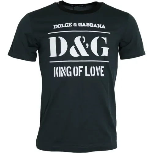 Blauer Logo Print Crewneck T-shirt , Herren, Größe: S - Dolce & Gabbana - Modalova