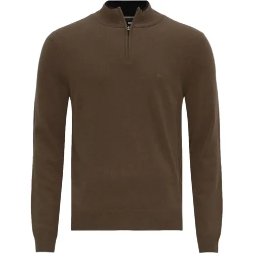 Mens Wool Turtleneck with Zip Collar and Logo - Marlo Model , male, Sizes: M, XL - Hugo Boss - Modalova