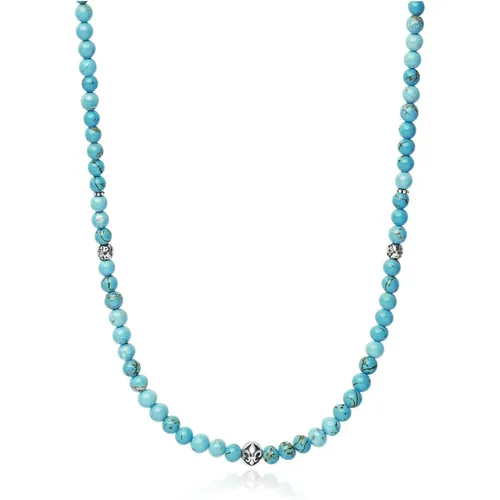 Beaded Necklace with Turquoise and Silver , male, Sizes: ONE SIZE - Nialaya - Modalova