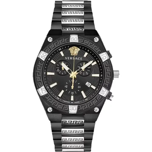 Sporty Greca Chronograph Watch , male, Sizes: ONE SIZE - Versace - Modalova