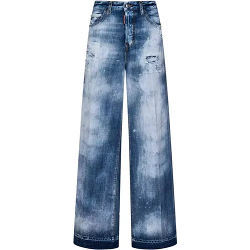 Blaue Loose Fit Zerstörte Jeans , Damen, Größe: 2XS - Dsquared2 - Modalova
