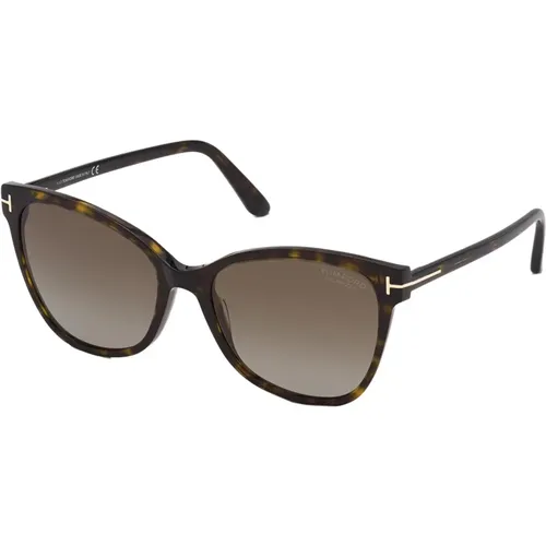 Dunkle Havana Sonnenbrille , Damen, Größe: 58 MM - Tom Ford - Modalova